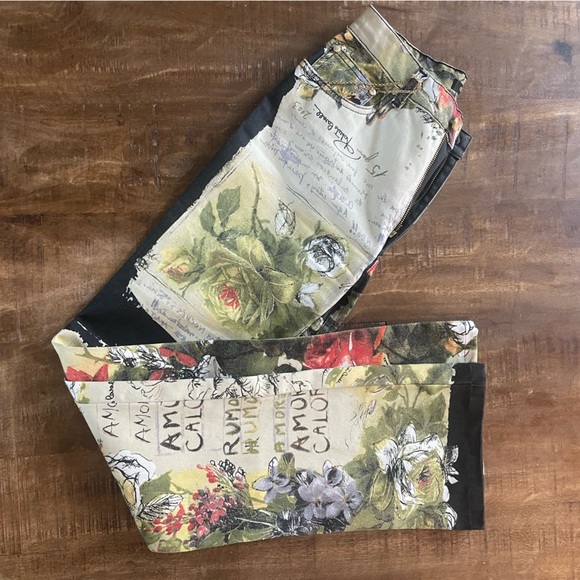 Vintage Roberto Cavalli Love Letter Jeans Print Pants Graphic Note XS - Picture 4 of 14